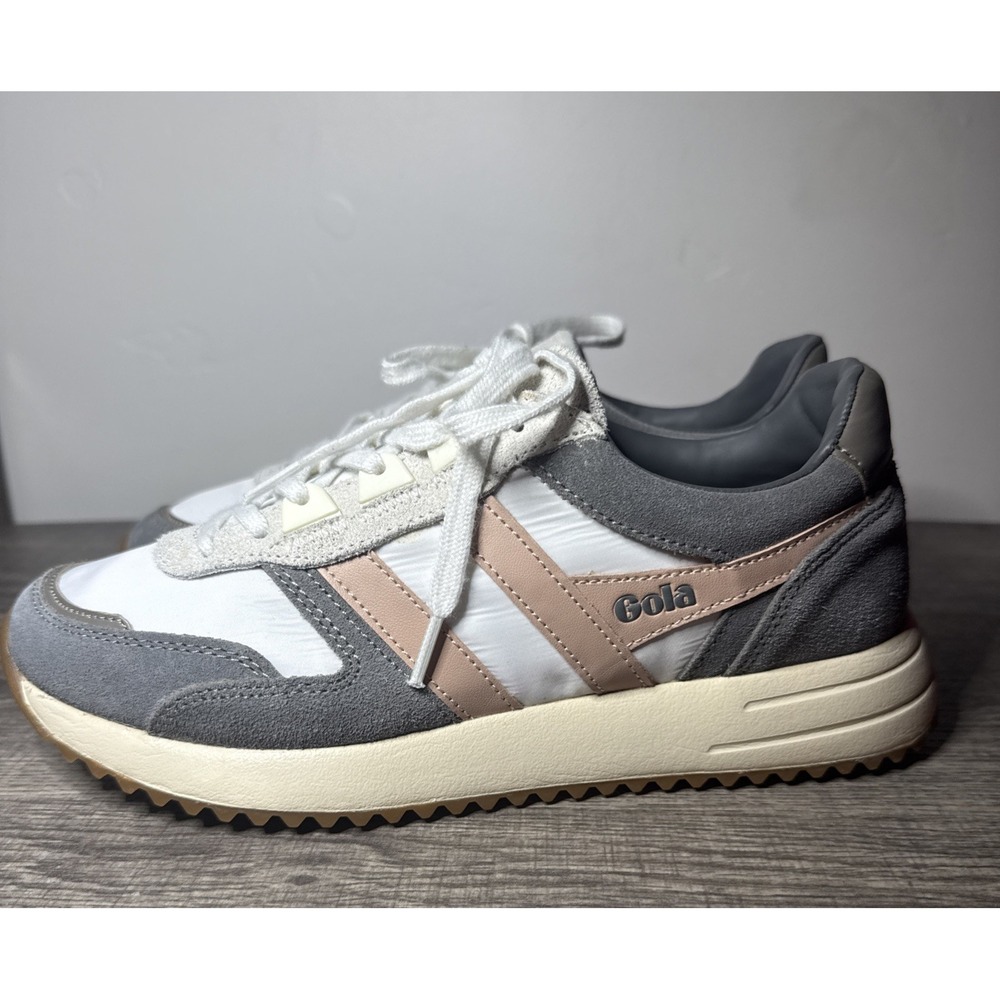 Gola Chicago CLB340 Womens 7 Gray White Pink Suede Retro Sneakers Gum Sole - Picture 4 of 8